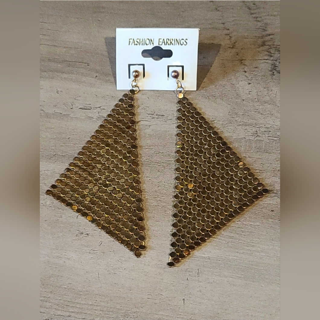 Fashion Earrings Gold Tone Mesh For Pierced Ears [ Read Details ]
